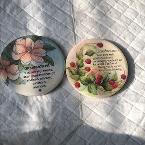 Grandmother Floral Decorative Wall Plaque - Cream with Pink and Green